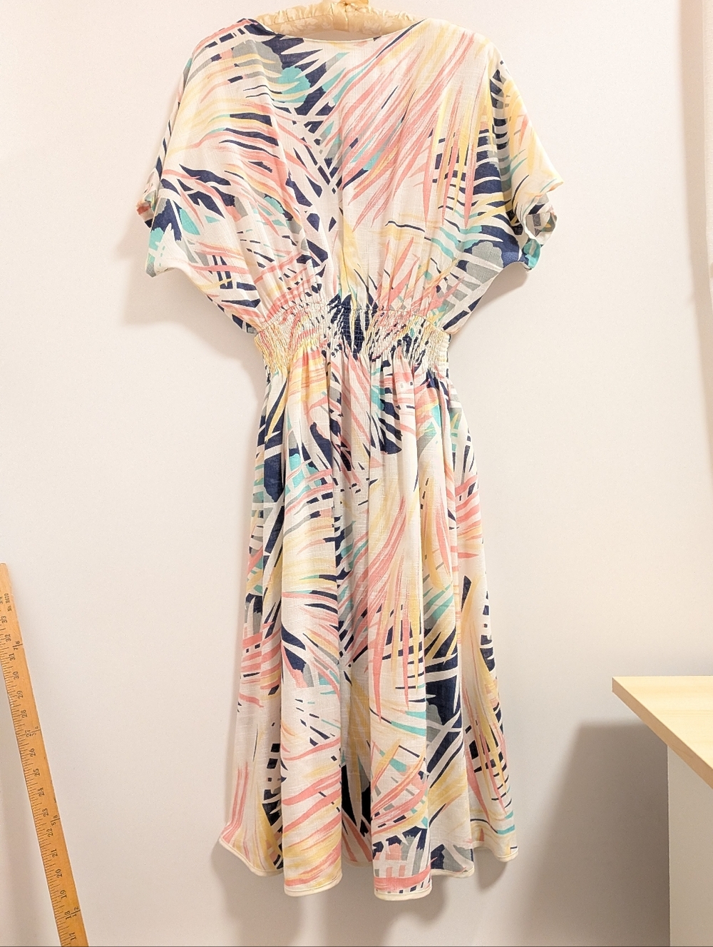 Women's Pastel Tropical Print Midi Dress - Multicolor